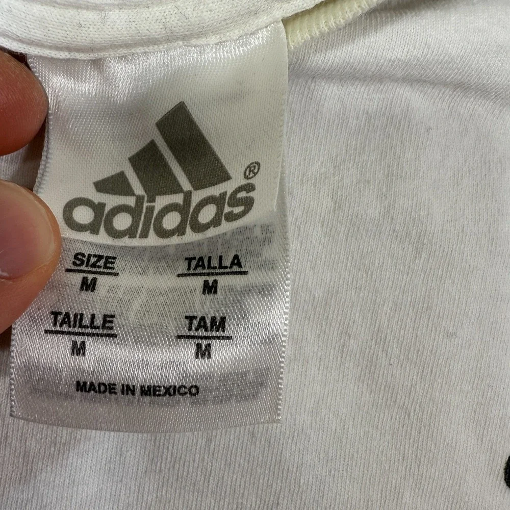 Vtg Adidas Shirt Men M White Big Logo Dick's Sporting‎ Goods Pullover Y2K